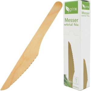 OSMA-WERM GMBH, Besteck Messer 20er aus Holz 16cm, Holz Messer 20er Set