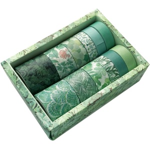 undefined, Washi Tape 12er Set Natur Grün / Mint, Washi Tape 12er Set Natur Grün / Mint