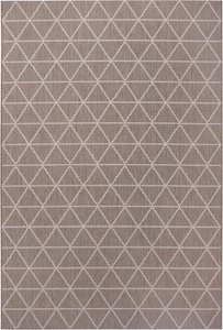 White Label, White Label - Teppich In-& Outdoor - 80 x 150 cm; - Hellbraun, Creme, my home Teppich »Layne«, rechteckig, 3 mm Höhe, Geometrisches Design, Strapazierfähig und pflegeleicht