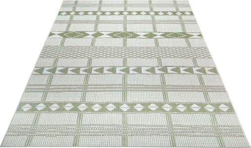 LEONIQUE, Leonique Teppich »Yani«, rechteckig, 3 mm Höhe, In-und Outdoor geeignet, Wohnzimmer, Balkon, Terrasse, Garten, Strapazierfähig und pflegeleicht, Flachgewebe, Leonique Teppich »Yani«, rechteckig, 3 mm Höhe, Teppich im Boho-Look, strapazierfähig & pflegeleicht, Flachgewebe
