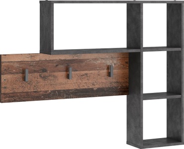 FMD, FMD Wandgarderobe 4 Offene Fächer Anthrazit und Dunkelbraun, 
