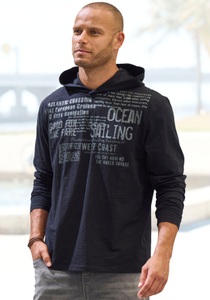 John Devin Kapuzenshirt, Langarmshirt bedruckt mit Kapuze aus strukturierter Baumwoll-Qualität