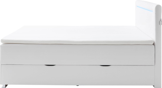 home24, home24 Boxspringbett Las Vegas II, Boxspringbett «Vegas» mit Bettkasten, 180 x 200 cm, weiss