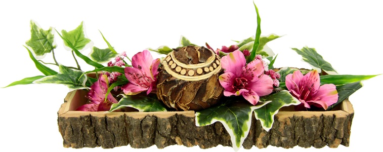 HOME AFFAIRE, Home affaire Holztablett, Alstromeria/Kugel, I.GE.A. Dekoobjekt, Alstromeria/Kugel