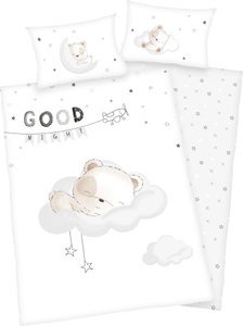 HERDING, HERDING Flanell-Bettwäsche Sleeping little Bear 100 x 135 cm, Babybest® 2685216063 - Sleeping little bear Flanell-Bettwäsche, 40x60 cm + 100x135 cm, 100% Baumwolle