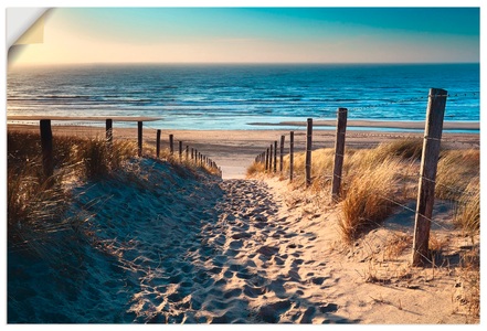 Artland, Artland Wandbild »Weg zum Nordseestrand Sonnenuntergang«, Artland Wandbild »Weg zum Nordseestrand Sonnenuntergang«, Strand, (1 St.), als Alubild, Outdoorbild, Leinwandbild, Poster, Wandaufkleber