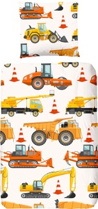 Good Morning, Good Morning Kinder-Bettwäsche-Set Working 135×200 cm, good morning Kinderbettwäsche »Working«, Baumwolle, Renforcé, 135x200, Reissverschluss, Kind, Junge, Baumeister