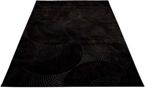 Carpet City, Carpet City Teppich, rechteckig, Kurzflor Wohnzimmer, 3D-Optik, für Schlafzimmer, Flur, Carpet City Teppich »Friseé-Teppich FANCY 647«, rechteckig, 12 mm Höhe, Läufer, Kurzflor,3D-Optik,Kreisförmiges Muster, Wohnzimmer