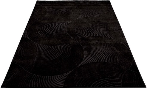 Carpet City, Carpet City Teppich, rechteckig, Kurzflor Wohnzimmer, 3D-Optik, für Schlafzimmer, Flur, Carpet City Teppich »Friseé-Teppich FANCY 647«, rechteckig, 12 mm Höhe, Läufer, Kurzflor,3D-Optik,Kreisförmiges Muster, Wohnzimmer