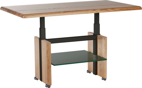 Venda, Venda Couchtisch in holz 110/65/50-69 cm , 1806 , Schwarz, Eichefarben , Wildeiche , massiv , 65x50-69 cm , geölt,Echtholz , höhenverstellbar , 000308004601, Vierhaus Couchtisch, Couchtisch, Platte wildeiche, höhenverstellbar durch Ilse Liftmechanik