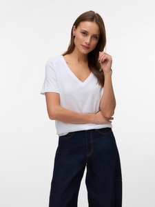 VERO MODA, Vero Moda Kurzarmshirt "VMPAULINA SS V-NECK T-SHIRT JRS NOOS" Baumwolle