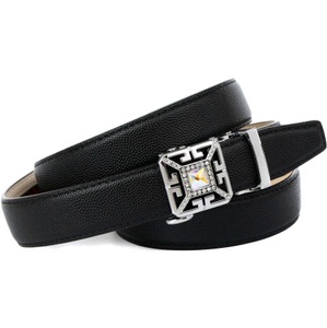 ANTHONI CROWN, Anthoni Crown 2, 4 cm femininer Ledergürtel mit aufwendiger Schmuck-Schließe, Anthoni Crown Ledergürtel, Traumhafter Automatik Gürtel in schwarz