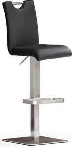 Livetastic, Livetastic Barhocker in metall, leder schwarz, edelstahlfarben , Bardo , Echtleder , 42x90x50 cm , gebürstet,pigmentiert , 000196066621, Livetastic Barhocker in metall, leder schwarz, edelstahlfarben , Bardo , Echtleder , 42x90x50 cm , gebürstet,pigmentiert , 000196066621