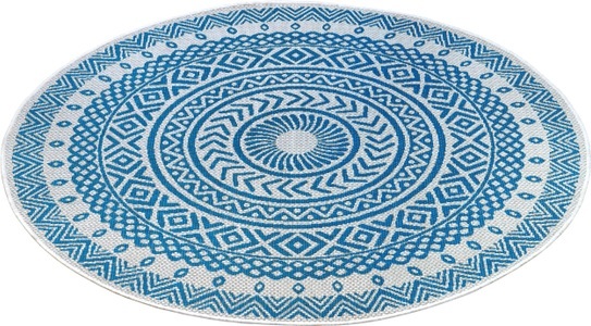 NORTHRUGS, NORTHRUGS Teppich »Giro«, rund, 4 mm Höhe, Flachgewebe In und Outdoor geeignet, Mandala Design, gekettelt, Wohnzimmer, Balkon, Terrasse, Garten, Robust, Pflegeleicht, NORTHRUGS Teppich »Giro«, rund, 4 mm Höhe, Flachgewebe Mandala Design, gekettelt, Robust, Pflegeleicht