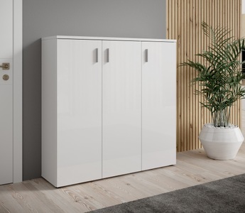 undefined, Schuhschrank »Lincoln«, Breite 120 cm, HBZ Schuhschrank »Lincoln weiss Glanz, BxHxT 120x120x35 cm«, (1 St.), Schuhschrank mit 3 Türen, 8 Einlegeböden verstellbar, 2 feste Böden