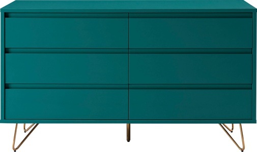 mutoni casual, Kommode Breit 6 Schubladen blau, Kommode Breit 6 Schubladen blau