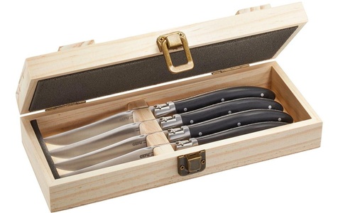 Gefu, GEFU Steakbesteck »Basco«, (Set, 4 tlg.), Klingenstahl, 4-teilig, in edler Kiefernholz-Box, GEFU Steakmesser »Basco 4 Stück«