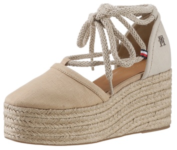 Tommy Hilfiger, Tommy Hilfiger Espadrille »CLOSED TOE LINEN FLATFORM«, Tommy Hilfiger Espadrille »CLOSED TOE LINEN FLATFORM«, Sommerschuh, Keilabsatz, mit schöner Fesselschnürung