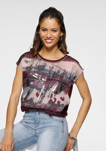 LAURA SCOTT, Laura Scott Shirtbluse, mit Folienprint und Kontrast-Bündchen - NEUE KOLLEKTION, 