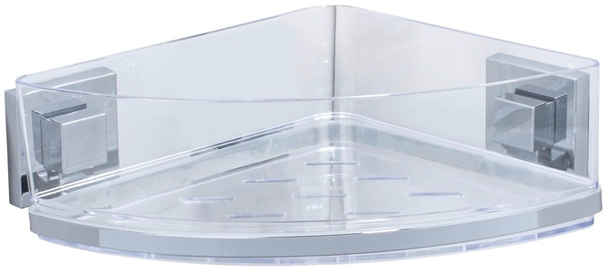 Wenko, Wenko - Vacuum-Loc® Eckablage Quadro, Edelstahl, Befestigen ohne bohren, WENKO Eckregal »Vacuum-Loc Quadro«, 1 Etage