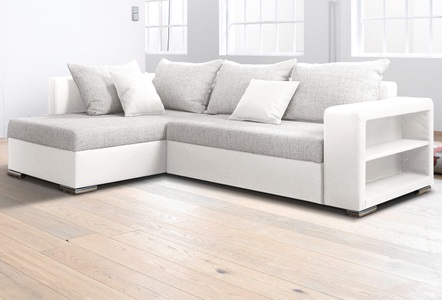 COLLECTION AB, COLLECTION AB Ecksofa, mit Bettfunktion, wahlweise mit Federkern, COLLECTION AB Ecksofa »John L-Form«, Regalarmlehne,Bettfunktion,Bettkasten,Ottomane beiseitig montierbar