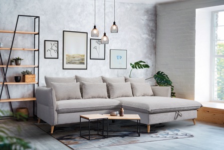 exxpo - sofa fashion, exxpo - sofa fashion Ecksofa »WALPY«, L-Form, wahlweise mit Bettfunktion und Bettkasten, in Cord, exxpo - sofa fashion Ecksofa »WALPY, elegant & modern, bequem, schmale Armlehnen, Breite 274cm« L-Form, wahlweise mit Bettfunktion und Bettkasten, in Cord