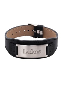 FIRETTI, Firetti Armband mit Gravur »ID-Armband mit gratis Gravur«, Firetti Armband »Schmuck Geschenk Lederarmband mit ID-Platte verstellbar«