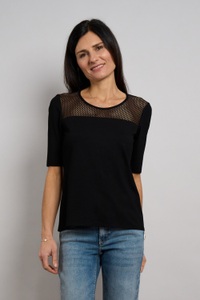 Seidel Moden Rundhalsshirt mit transparenten Lochmuster vorne - MADE IN GERMANY