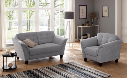 HOME AFFAIRE, Home affaire 2-Sitzer »Lillesand«, mit Federkern, Knopfheftung im Rücken, Füsse Buche, Home affaire 2-Sitzer »Trondheim«, mit Federkern, Knopfheftung im Rücken, Füsse Buche