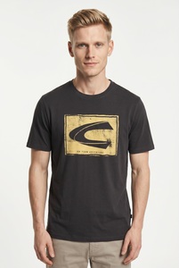 camel active T-Shirt normale Passform, Kurzarm-Design, bedruckte Optik mit Logo-Print