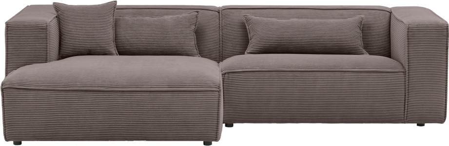 LeGer Home by Lena Gercke Ecksofa »PIARA mit Kedernaht in Cord oder Leinenoptik, moderne Couch in L-Form«, wahlweise Ottomane rechts/links, schwarze Füsse, bequemer Sitzkomfort