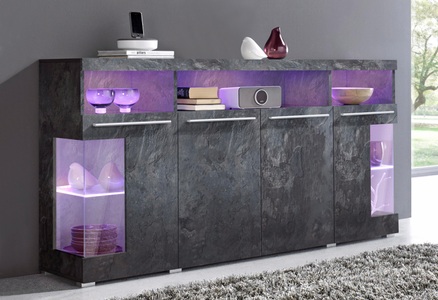 undefined, Sideboard, Breite 182 cm, INOSIGN Sideboard »India,Breite 182cm, stilvolle Kommode mit Glastüren«, Kombikommode viel Stauraum, Einlegeböden verstellbar,ohne Beleuchtung
