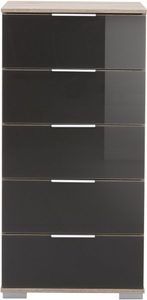 Wimex, home24 Schubladenkommode Lingga II, Livetastic Kommode 49/102/41 cm , Easy Plus C , Grau, Eichefarben , Metall , 5 Schubladen , 49x102x41 cm , sägerau, Dekorfolie,Nachbildung , Typenauswahl, Beimöbel erhältlich , 001787046057