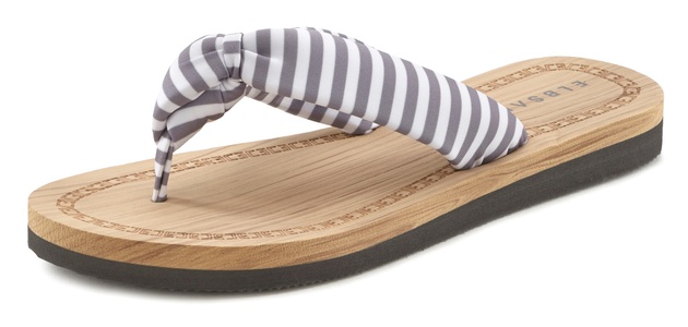 ELBSAND, Elbsand Zehentrenner, mit Streifen-Print vegan, Elbsand Badezehentrenner, Sandale, Pantolette, Badeschuh ultraleicht VEGAN