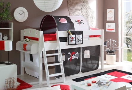 TICAA, Ticaa Einzel-/Hochbett »Kenny« mit Rolllattenrost und Textil-Set, 