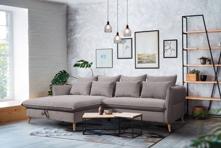exxpo - sofa fashion, exxpo - sofa fashion Ecksofa »WALPY«, L-Form, wahlweise mit Bettfunktion und Bettkasten, in Cord, exxpo - sofa fashion Ecksofa »WALPY, elegant & modern, bequem, schmale Armlehnen, Breite 274cm« L-Form, wahlweise mit Bettfunktion und Bettkasten, in Cord