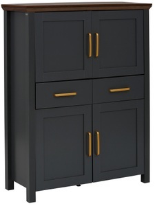 HOME AFFAIRE, Home affaire Highboard »Martinau«, mit einer Topplatte in einer edlen Holzoptik, mit 2 Schubladen, 4 Türen und 2 verstellbare Einlegeböden, mit goldfarbenen Griffen aus Metall, Breite 100 cm, Home affaire Highboard »Martinau«, Topplatte in Holzoptik, mit 2 Schubladen, 4 Türen, Breite 100 cm