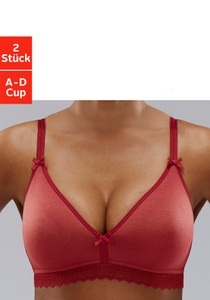 PETITE FLEUR, petite fleur Bralette-BH, (2 Stück), mit Spitzenband, aus weicher Baumwolle, petite fleur Bralette-BH, ohne Bügel mit Spitzenband, aus weicher Baumwolle, Basic Dessous
