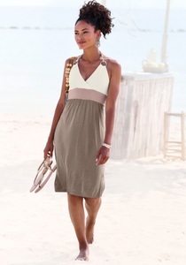 BEACHTIME, Beachtime Strandkleid, Beachtime Strandkleid, mit Color-Blocking-Optik, Neckholderkleid, Minikleid