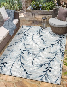 Myflair Möbel & Accessoires Teppich »Olivia, LAGERRÄUMUNG!«, rechteckig, 8 mm Höhe, Blätter Motiv, Hoch-Tief Effekt, Outdoor geeignet, Balkon, Terrasse