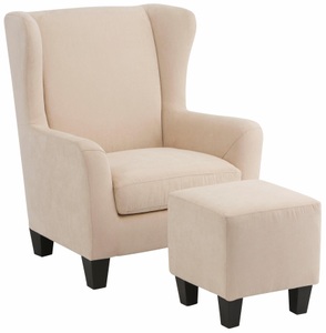 HOME AFFAIRE, Home affaire Sessel »Chilly«, (Set, 2 St., bestehend aus Sessel und Hocker), mit bequemer Federkern-Polsterung, in drei unterschiedlichen Bezugsqualitäten erhältlich, Sitzhöhe 44 cm, Home affaire Ohrensessel »Chilly, Sessel mit Hocker und Federkern-Polsterung,«, (Set, 2 St., bestehend aus Sessel und Hocker), in Cord und Microfaser-Bezug, Unser Dauertiefpreis