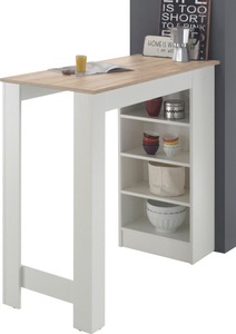 loftscape, home24 Bartisch Aranos, MID.YOU Bartisch in holzwerkstoff 115/50/103 cm , Mojito , weiss, Eichefarben , 50x103 cm , Melamin, foliert,Nachbildung , Stauraum , 000572008502