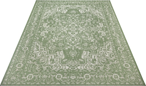 White Label, White Label - Teppich In-& Outdoor - 80 x 150 cm; - Grün Creme, Home affaire Teppich »Georgia«, rechteckig, 3 mm Höhe, In- & Outdoor-Teppich, strapazierfähig, pflegeleicht, Flachgewebe