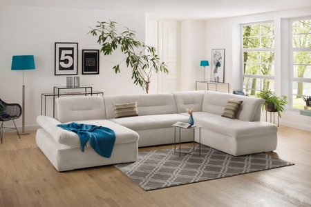 my home Wohnlandschaft »Avesa«, Wahlweise mit Armteilverstellung und Bettfunktion, B/T/H: 355/216/80 cm