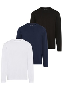 Man's World Langarmshirt »neue Farbe !«, (3er-Pack), Langarm, unifarben, aus Baumwolle, im 3er-Pack