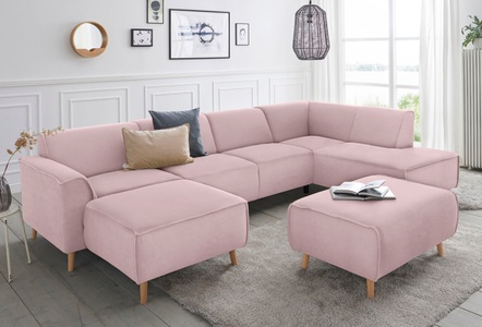 ANDAS, andas Wohnlandschaft »Janek«, mit Federkern und Keder in scandinavischem Design, Home affaire Wohnlandschaft »Janek Scandic Design, elegant und zeitlos U-Form« mit Federkern und Keder in scandinavischem Design