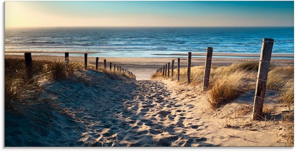 Artland Glasbild »Weg zum Nordseestrand Sonnenuntergang«