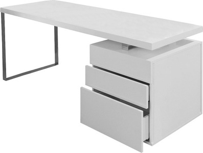 Salesfever, SalesFever - Schreibtisch 180 x 85 x 76 cm Weiss - Weiss, Schreibtisch 3 Schubladen 180x85x76cm weiss
