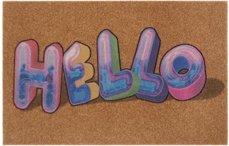 White Label, White Label - Fussmatte - 45 x 70 cm - Multicolor, my home Fussmatte »Graffiti Hello, Türmatte«, rechteckig, 10 mm Höhe, mit Spruch, mit Schrift, Kokos-Look, Robust, Pflegeleicht, Rutschfest