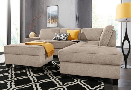 DOMO collection, DOMO collection Ecksofa, DOMO collection Ecksofa »Florentina L-Form«, wahlweise mit Bettfunktion, mit Kontrastnaht